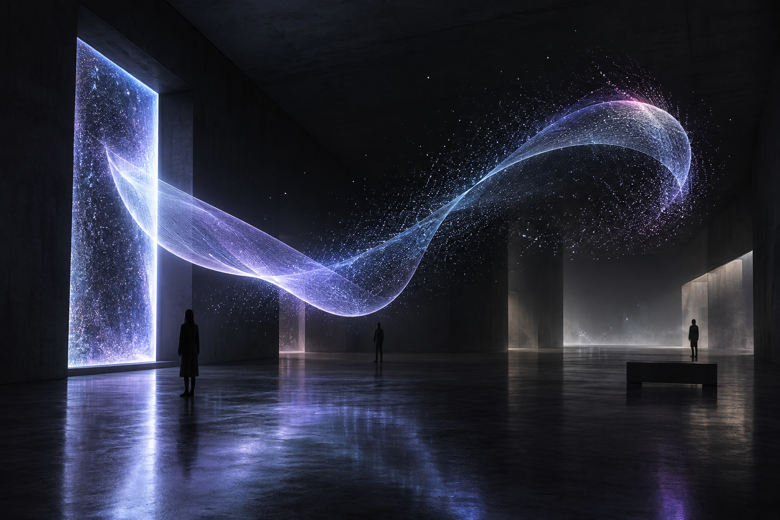 Concept d’installation lumineuse interactive dans une galerie sombre